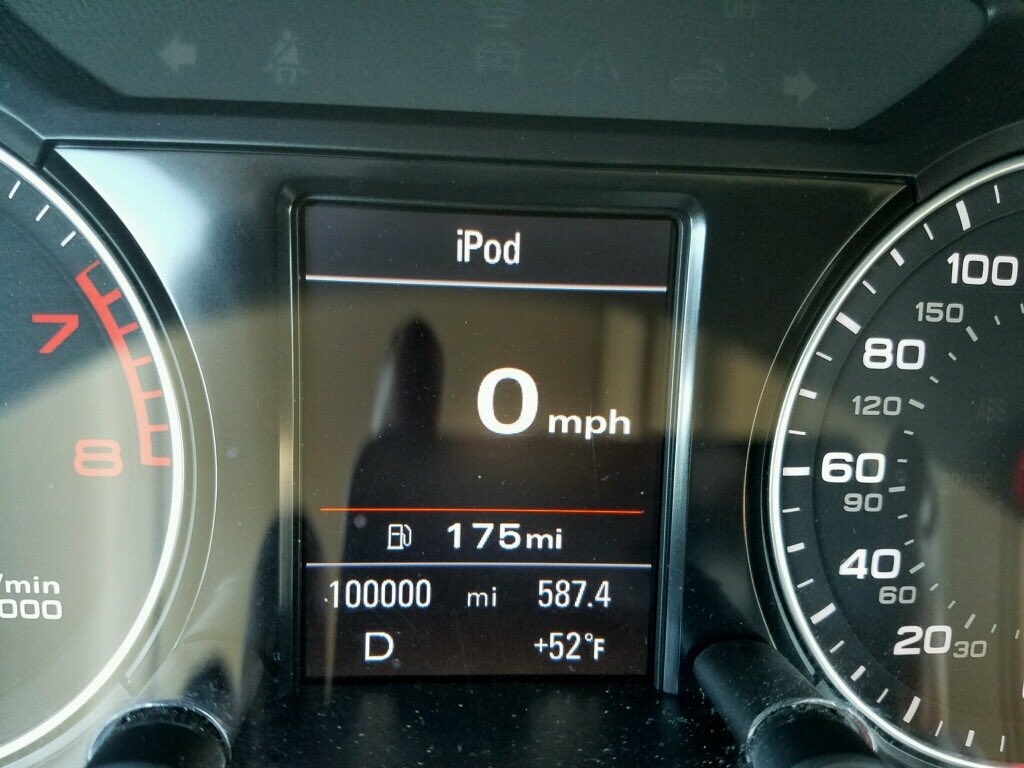 Hey <a href="/Audi/">Audi USA</a>, just crossed 100K miles on my 2010 Q5 and not one single problem ever #AwesomeAudi