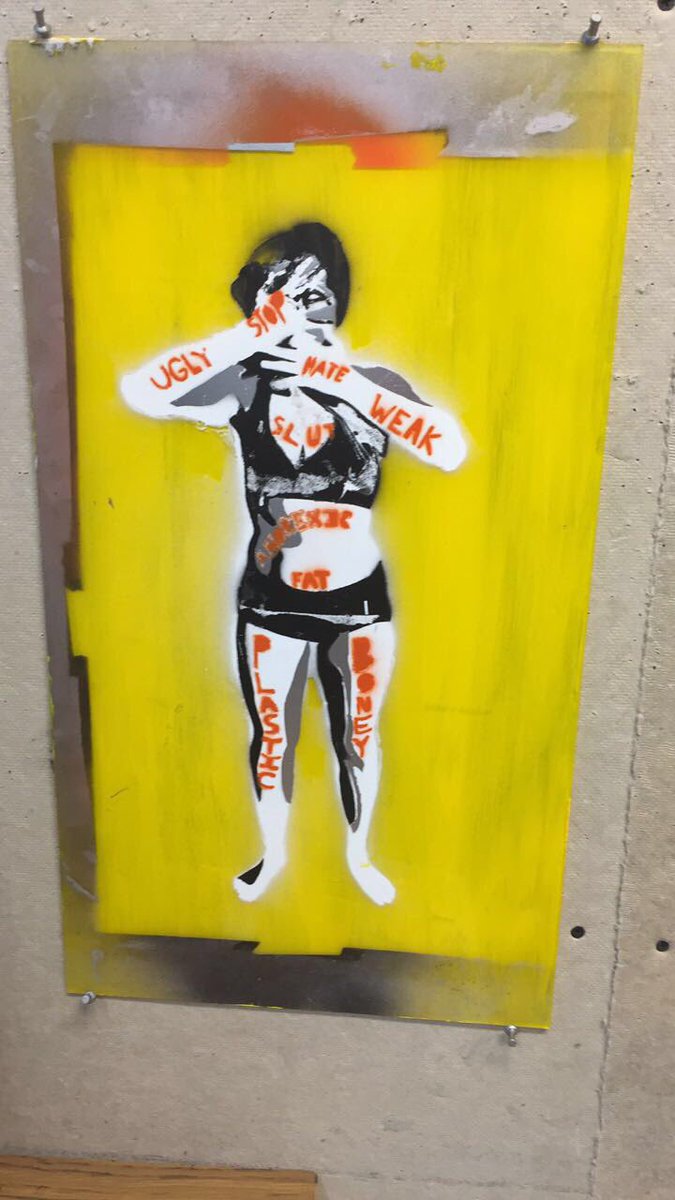 Purple_Cristi's tweet photo. Latest art work. #stencilproject #stop hate #art https://t.co/PSyJa4h5Rr
