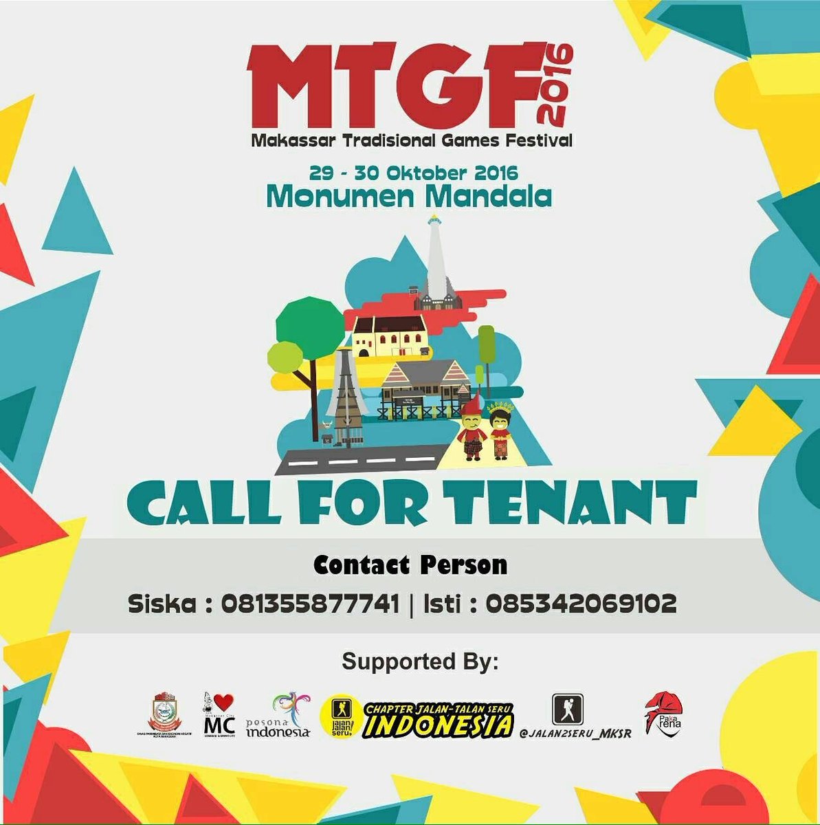 Jalan2Seru_Mksr's tweet photo. Bagi yang punya jualan jangan lupa daftar ya!! #MTGF2016 #supportMTGF2016 #jjs_makassar cc:@Jalan2Seru_ID @infonyaMKS @mks_sombere https://t.co/J5uy1uNAcI