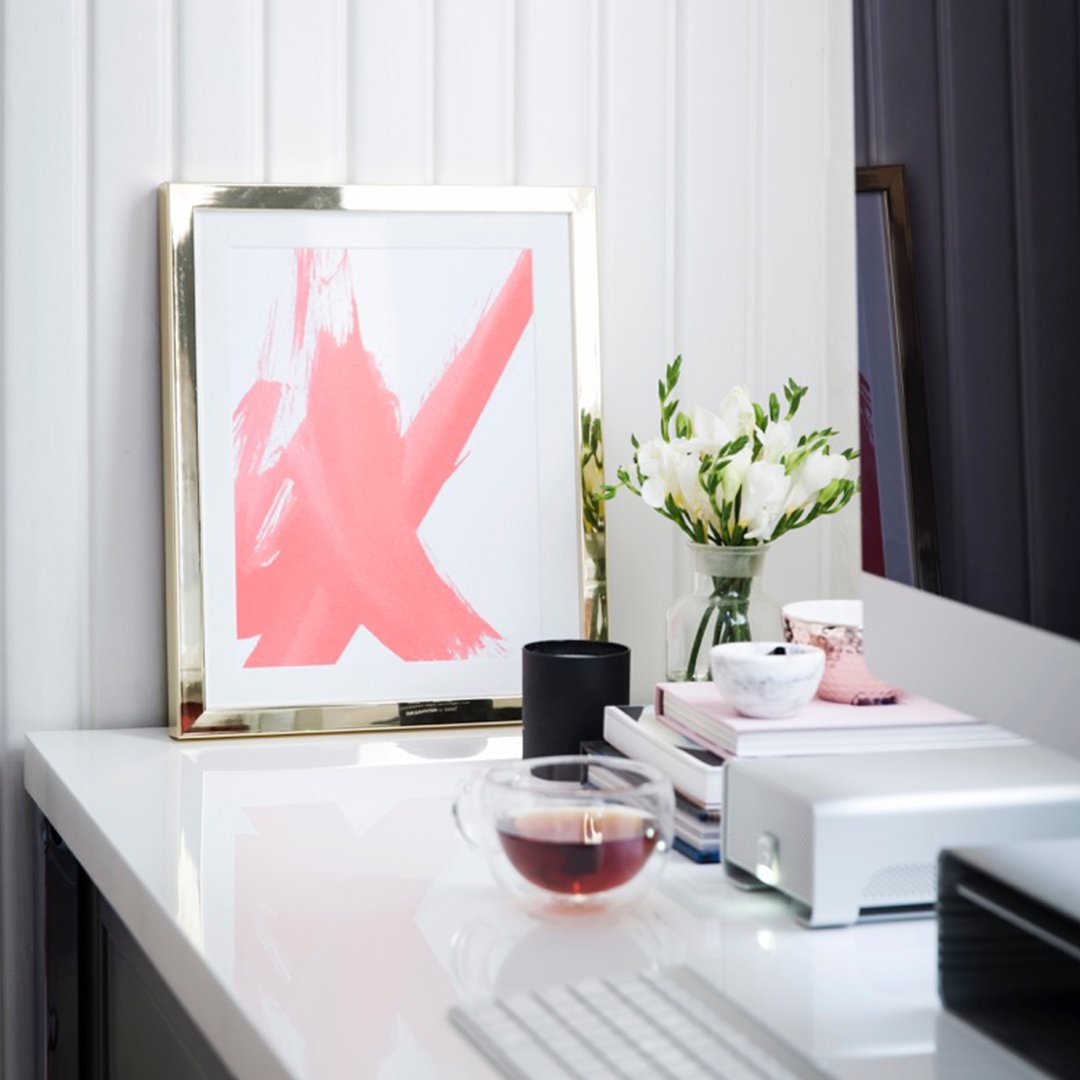 Urban_Road's tweet photo. What a perfect little study nook! "Fleeting Moments - Total X" print in gold frame under WALL ART > SHAYNNA BLAZE https://t.co/0oR83UfHTl https://t.co/zVFNrFXKku