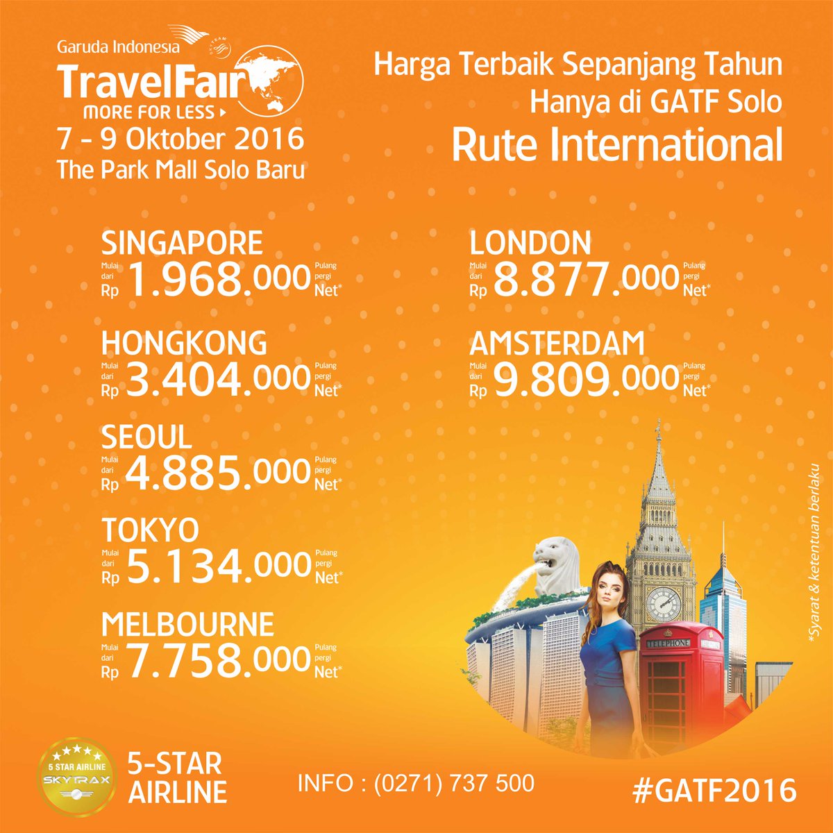 Tiket Hemat liburan ke luar negeri PP! yuk ke GATF Solo di Atrium The Park Mall Solo Baru pkl 10.00-22.00 <a href="/AgendaSOLO/">IG : @AGENDASOLO</a> #eventsolo