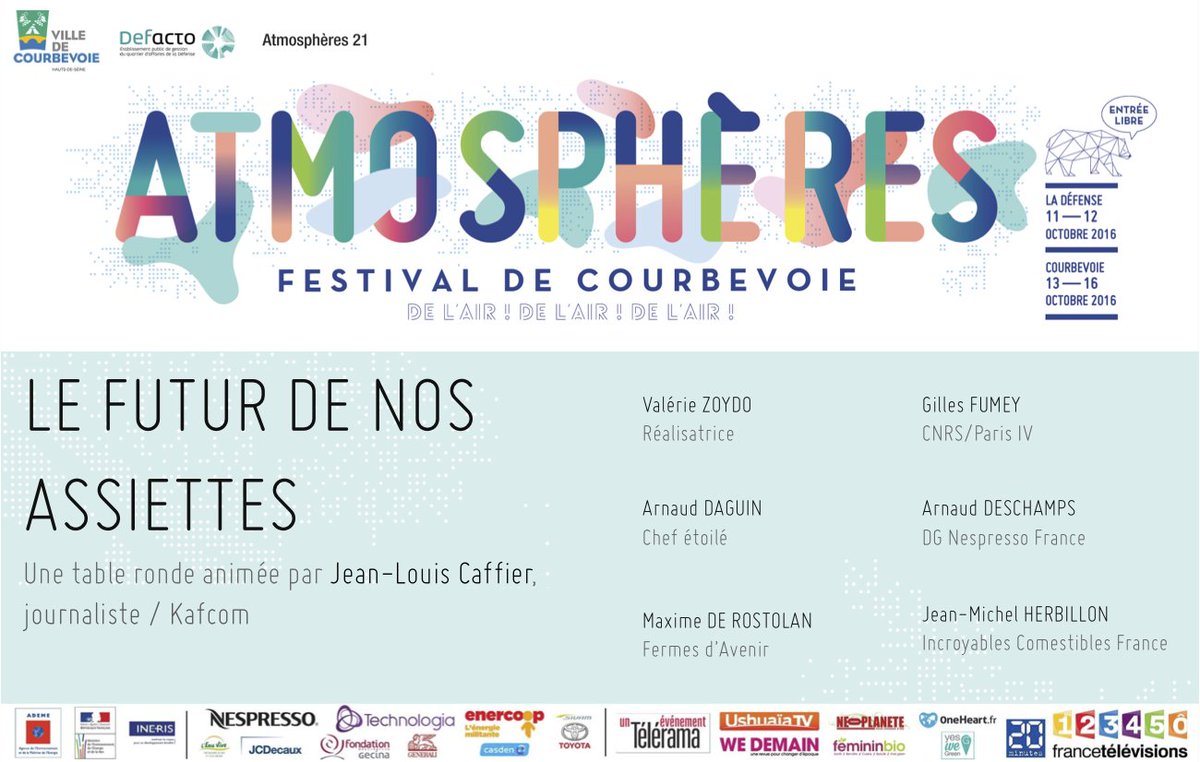 FFatmospheres's tweet photo. [SE PROJETER 2/3] Débat à 18h sur le futur de nos assiettes avec @Maxderostolan @NespressoFR, le chef @arnindago... https://t.co/MkYqh7ZqJT https://t.co/DzAh2mauhk