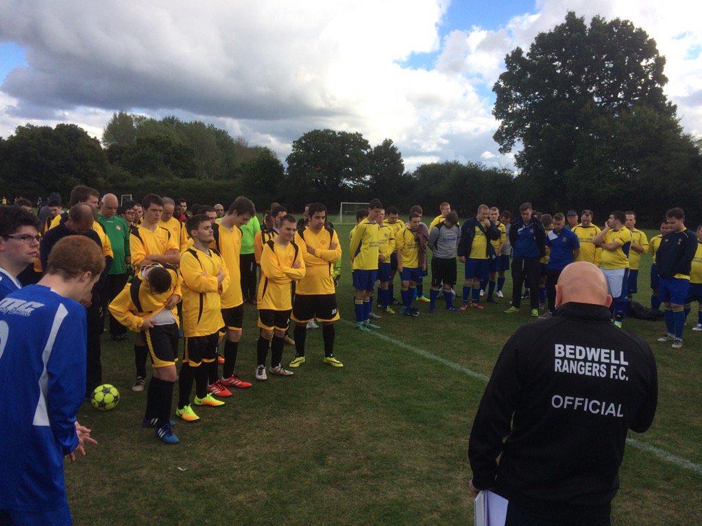 CityYouthFC's tweet photo. All teams paying their respects before the Herts Senior County Inclusive League, Match Day 1 #RIPDavidWray https://t.co/r2PftrX1Ui