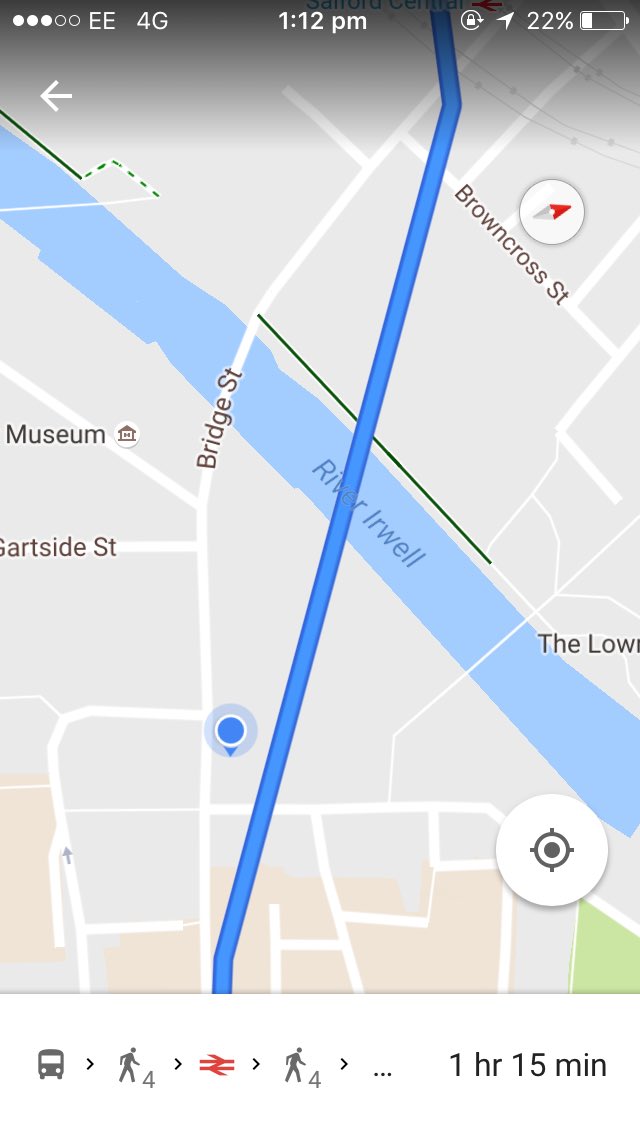 Knowlesey95's tweet photo. Thanks for the all help Google... I hadn't realised I had to have a swim through the Irwell #LoneTravller #OffForASwim https://t.co/KQFpL41hE3