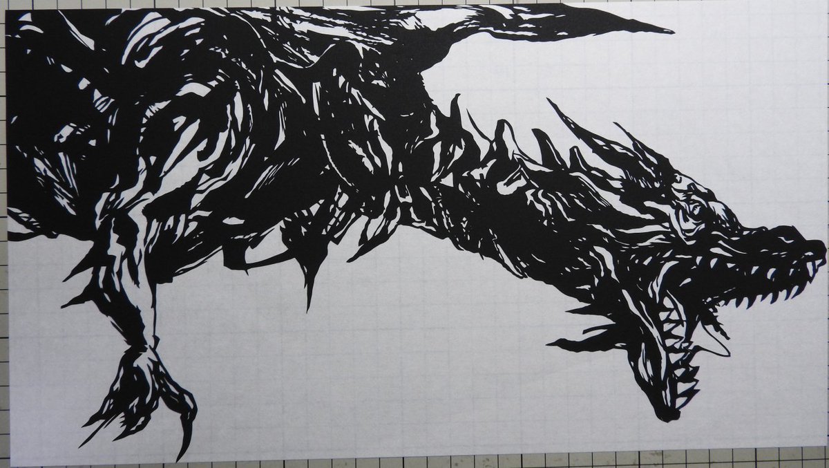 ドラゴンエッグ 切り絵 切り絵風ドラゴンイラスト - No: 1111049｜無料