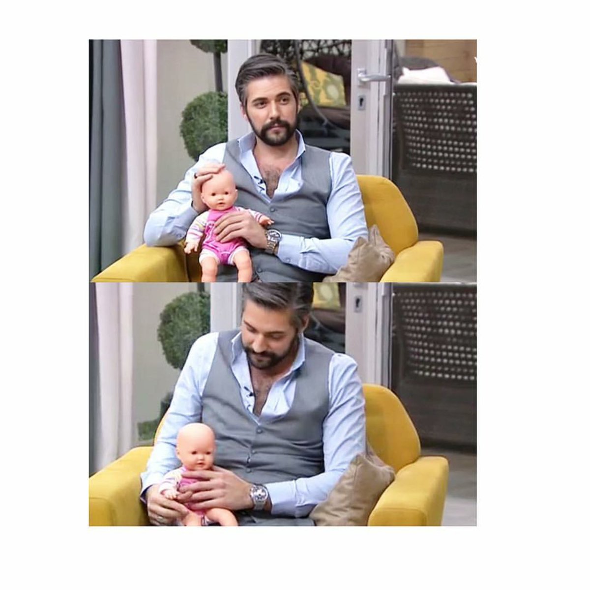 Bebek tutarken bile karizmasından ödün vermiyor sahiden baba olucak adam be 😍 <a href="/semihkurtulmuus/">semih kurtulmuş</a> #kısmetseolur