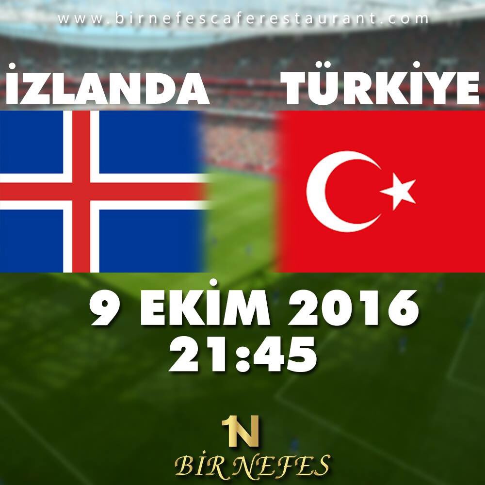 ⚽İzlanda &amp; Türkiye⚽
Maç keyfi Bir Nefes Cafe &amp; Restaurant'da yaşanır.. 👍
 #birnefescafe #nargile #maç #futbol #cay #kahve #turkiye #izlanda