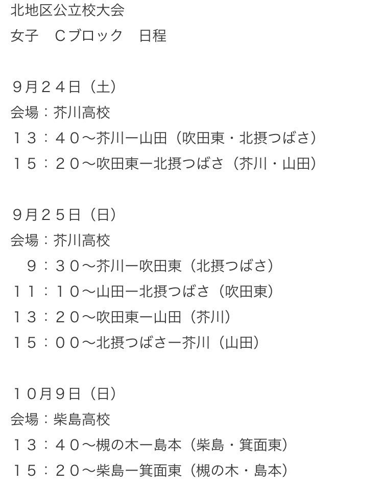 Culminar クルミナル Ar Twitter 大阪府公立高校バスケットボールチャンピオン大会 北地区予選 ｃブロック日程