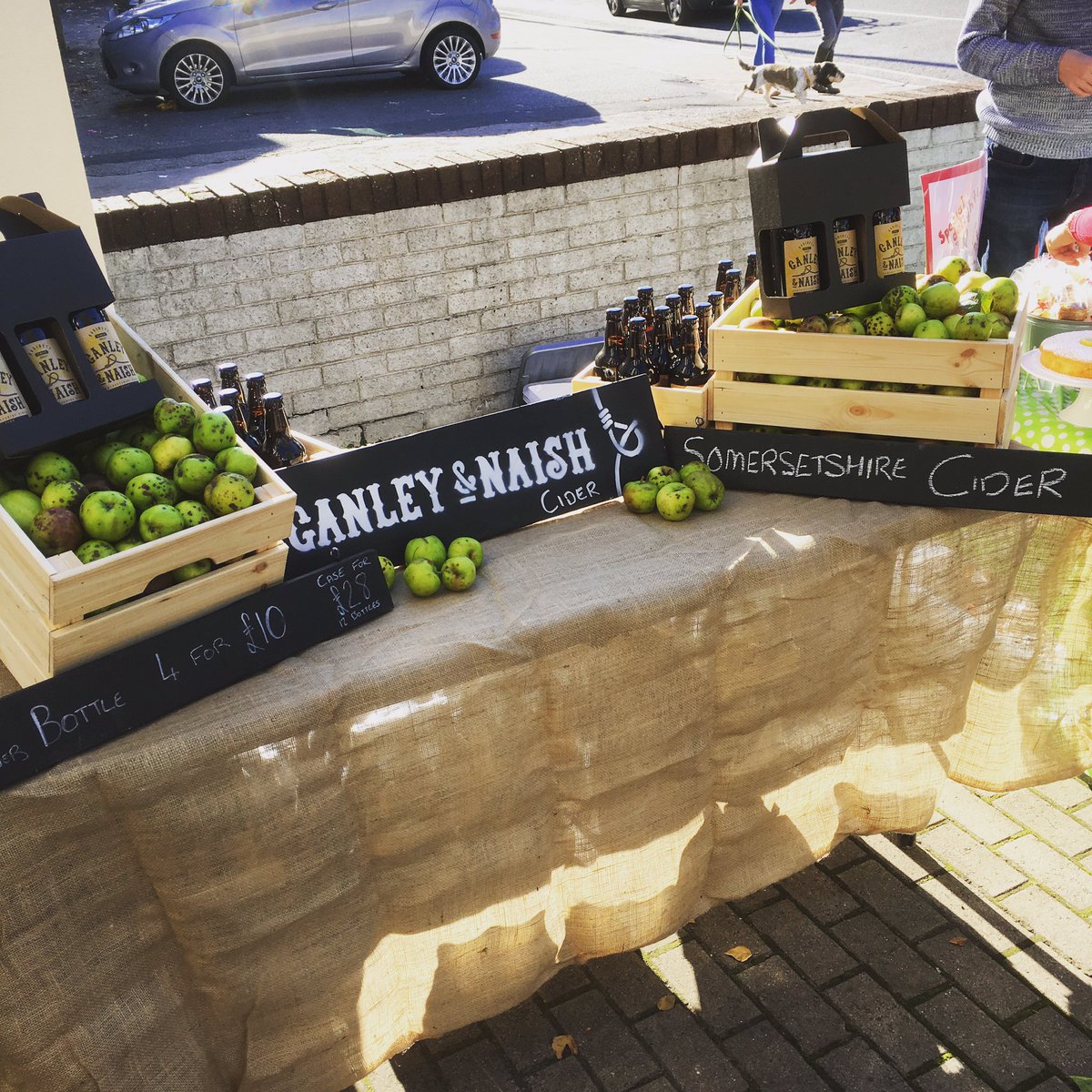 GanleyNaish's tweet photo. All set up and ready to go for the @BS4Market on wells rd Bristol @Totterdown_ Pop over and say hi! #local #bristol #cider https://t.co/2QdFoMQSKD