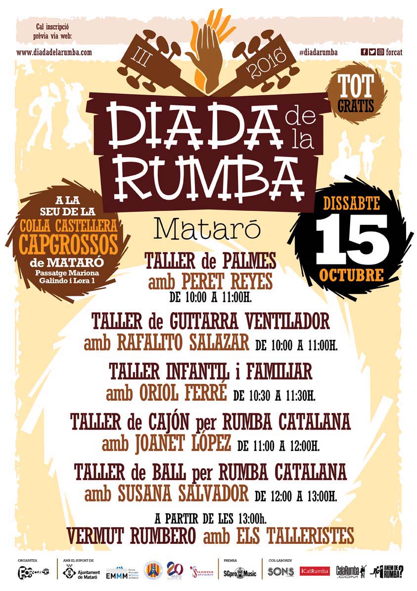 La #DiadaRumba de #Mataró és el pròxim 15 d'octubre i les places per als tallers es començen a omplir! Inscriu-te a bit.ly/InscripcionsTa…