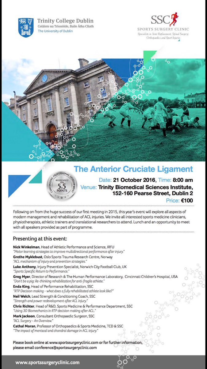 Ortho&SportsMedTCD (@orthosportstcd) on Twitter photo Register 👇🏽
ow.ly/GRAZ304M4uK
<a href="/SSCSantry/">UPMC Sports Surgery Clinic</a> Ortho Surgeons Mark Jackson & Cathal Moran speak on ACL surgery +\- cartilage/meniscal damage Register 👇🏽
ow.ly/GRAZ304M4uK
<a href="/SSCSantry/">UPMC Sports Surgery Clinic</a> Ortho Surgeons Mark Jackson & Cathal Moran speak on ACL surgery +\- cartilage/meniscal damage