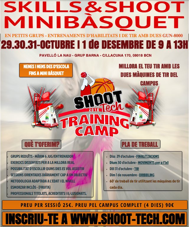 shoot_tech's tweet image. Ja hi tornem a ser! 29-30-31 d'octubre i 1 de novembre s'atura la lliga però el bàsquet no. Campus Shoot Tech de 9 a 13h!