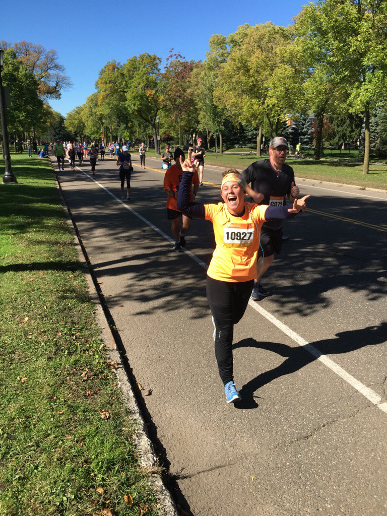 Scout is running the Twin Cities Marathon RIGHT NOW. Looking strong at mile 23!