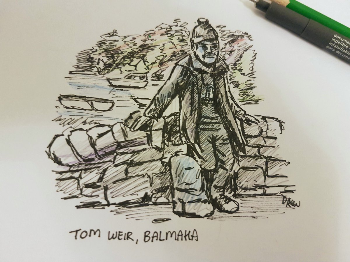 cartoonsidrew's tweet image. #inktober day 9 sketch of the statue of Tom Weir at Balmaha that we visited today