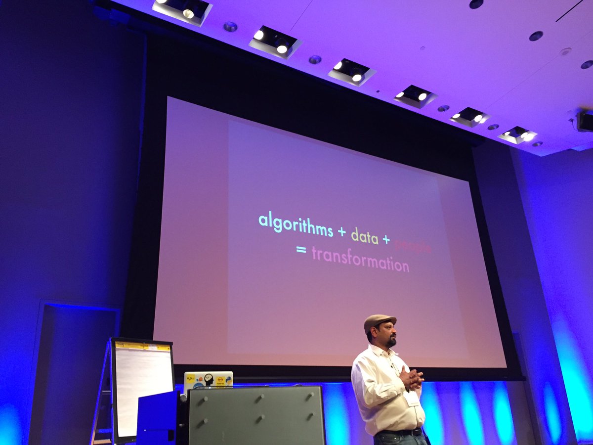 PyData's tweet image. Our post-🔥 morning keynote at #pydatadc2016, @h2oai CEO Sri Ambati, &quot;π * data = transformation&quot;