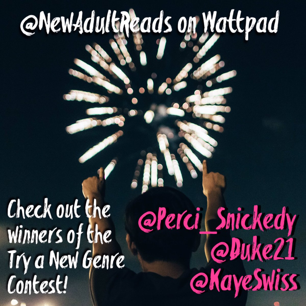 NewAdultReads's tweet photo. Check out the #winners of the Try a New Genre Contest on #Wattpad! #newadultreads https://t.co/jKuSB9gwrp