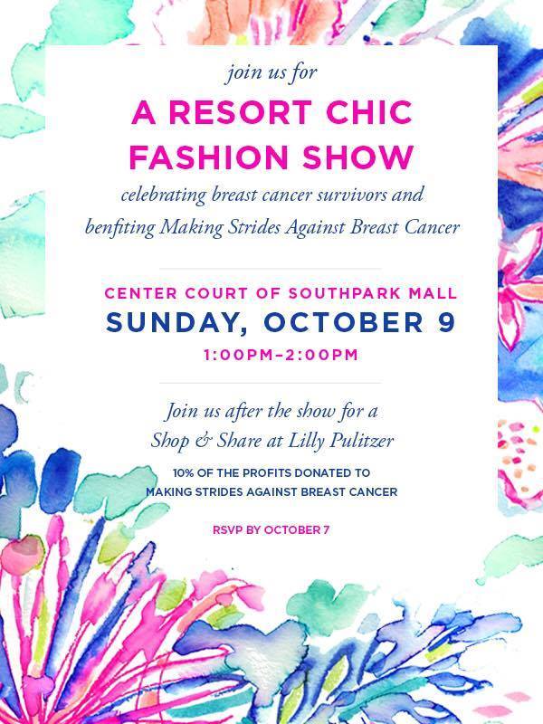 mymixcharlotte's tweet photo. Come to @SouthParkMallNC for the @StridesCLT @LillyPulitzer Survivor Fashion Show today! #FlockTogether #Link2Pink https://t.co/t7oyT4Ikti https://t.co/8lVcat2Io9