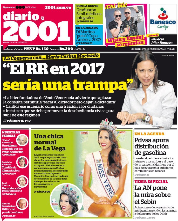 MariaCorinaYA's tweet photo. "El revocatorio para el 2017 es una traición" Mi entrevista hoy en @2001OnLine (+Video) https://t.co/EvldlcOAQw https://t.co/2Lem2RTR9t