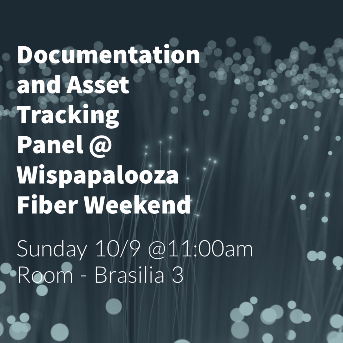 3GISglobal's tweet photo. Dustin Sutton from 3-GIS will discuss best practices for documentation and asset tracking at #wispapalooza #fiberweekend today at 11am https://t.co/UbM9CnI8AK