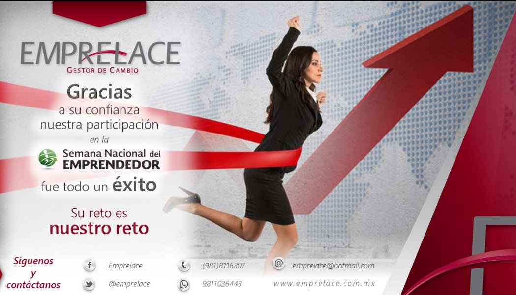 emprelace's tweet photo. #Gracias @INADEM_SE @EnriqueJacobR @marisolrumayor #MarioDíaz a todos los q hicieron posible la #SemanaNacionalDelEmprendedor #TodoUnÉxito https://t.co/EEkIMcLwbv
