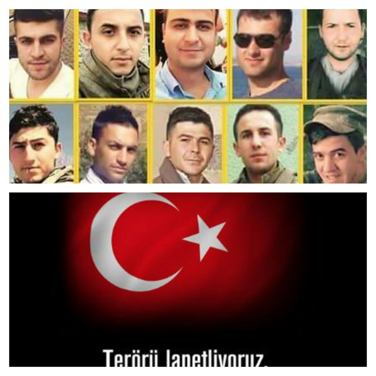 Terörü bir kez daha lânetliyor,vatan uğruna şehit olan yiğitlerimize rahmet,yüreklerine kor düşen yakınlarına sabır ve başsağlığı diliyoruz.