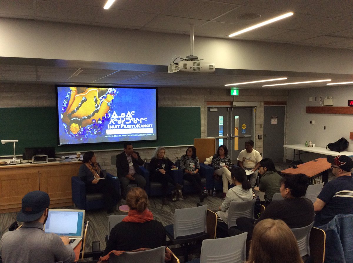 TeenerBreener's tweet photo. Panel on Urban Inuit experiences with @MarilynMaychak #InuitSC2016 #decolonize #indigenize #mun #learn #inuitknowledge https://t.co/sllLLGDMfF