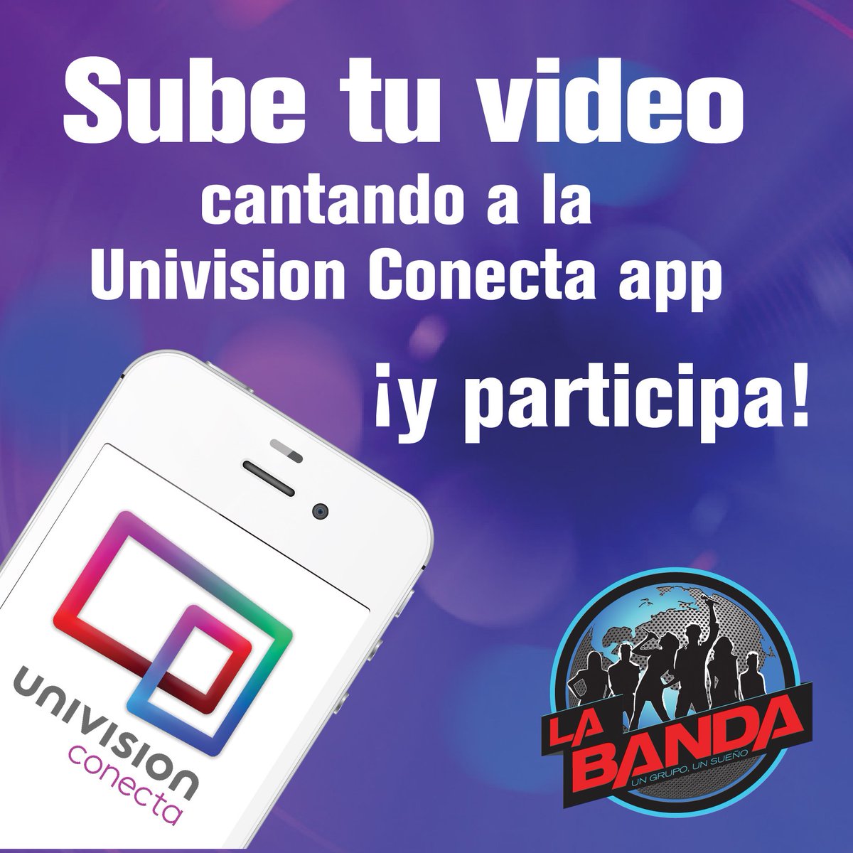 Univision's tweet photo. #AudicionesConecta: sube tu video cantando a la Univision Conecta app de @verizon y podrías cantar en la semifinal de #LaBanda https://t.co/GlY0Heooe1
