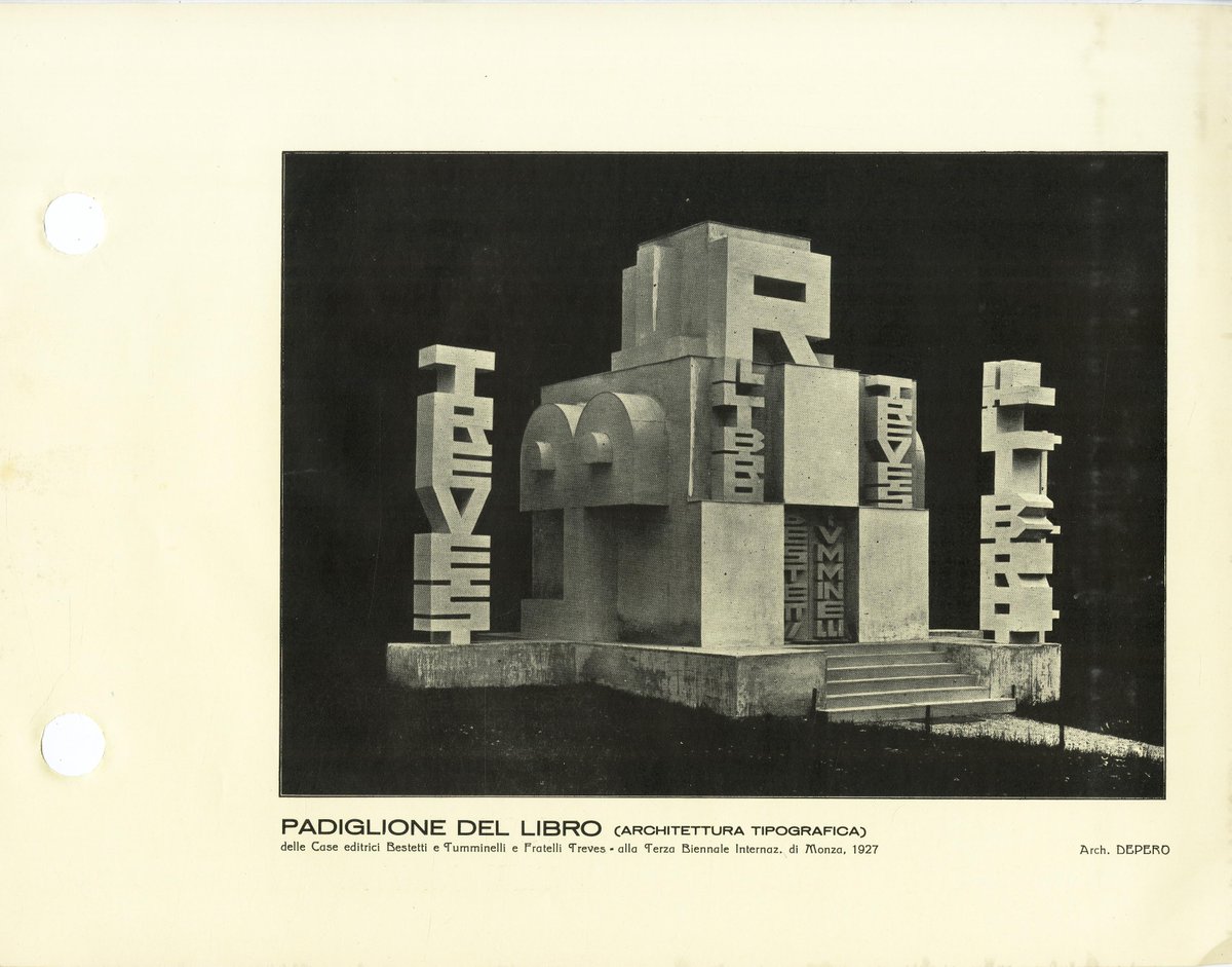 designersbooks's tweet photo. For the 1927 Biennale Internazionale delle Arti Decorative, Depero designed a Book Pavilion built entirely out of giant block letters. https://t.co/shYCXzduIS