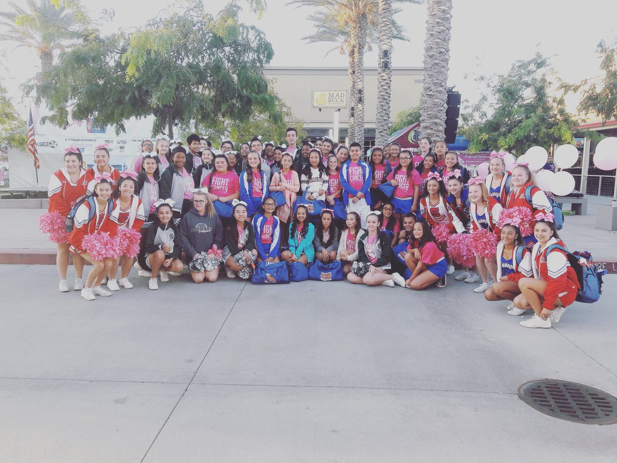 HHSPatesCheer's tweet photo. Hoover, Ahwahnee, & Sanger cheer teams together to fight against breast cancer!🎀 #makingstridescv #octoberwewearpink #breastcancerawareness https://t.co/YhVTZA2gft