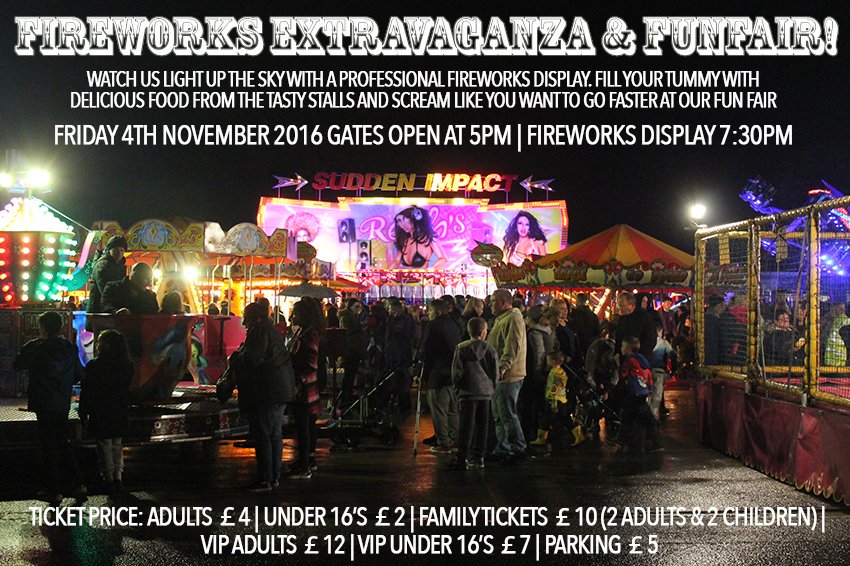 bury_commercial's tweet photo. 🎆 Funfair &amp; Firework Display
📅 Fri 4th Nov
🌏 Gigg Lane, Bury, BL9 9HR
⏰ Gates open 17:00, Display 19:30
🎫£4 adults £2 u16s
#buryfc #buryhour https://t.co/Mwk6Jc36Qa