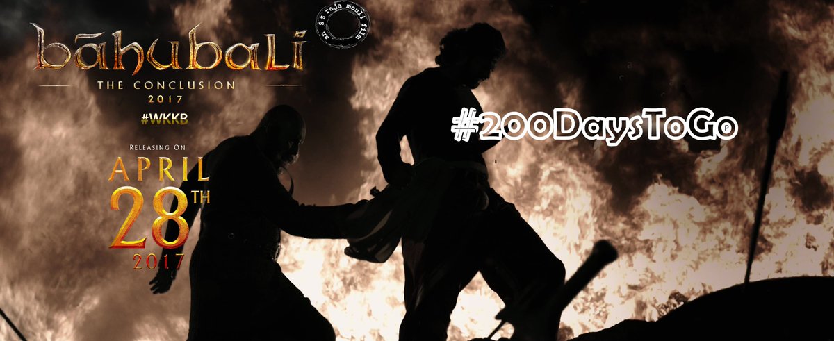 OfficialPrabhas's tweet photo. #Baahubali #WKKB #28April2017 #200DaysToGo #Countdown Starts #BaahubaliConclusion https://t.co/aZVpR7qppZ