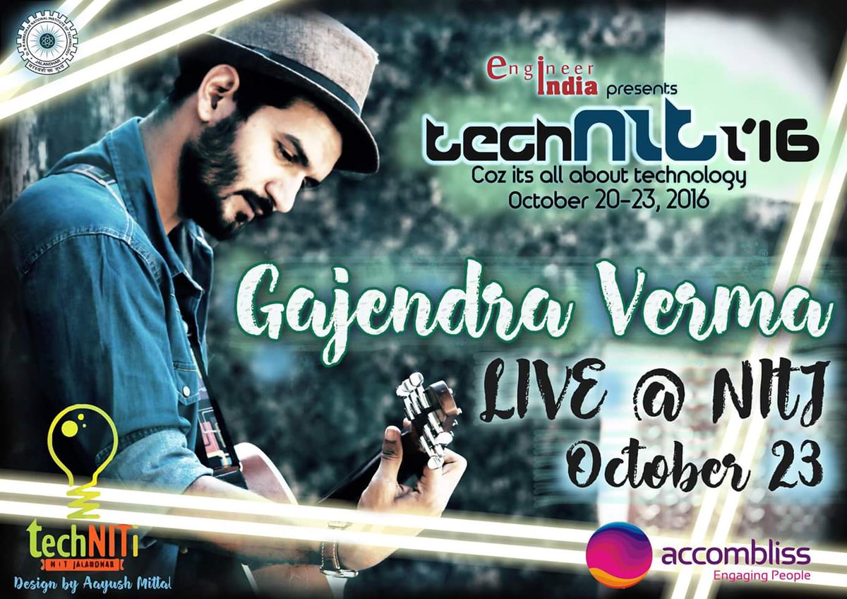 rooiam09's tweet photo. Brace yourself NITJians 😉
Gajendra Verma is performing on #StarNight in NITJ🤘
#Emptiness👌
#Yaariyan✌️
#Techniti'16 https://t.co/6Ploc4iLP5