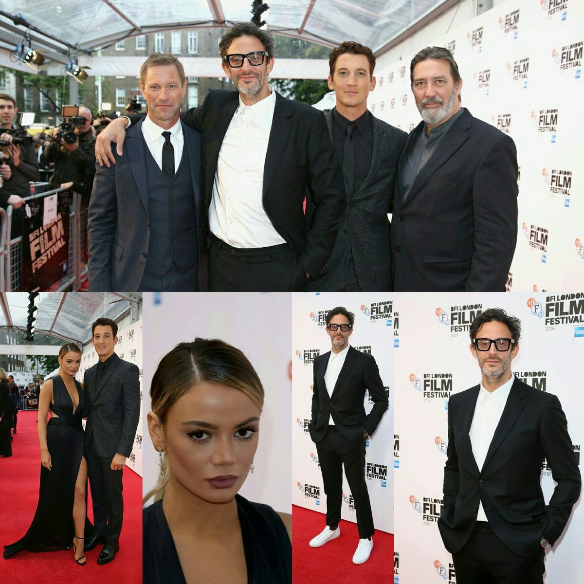 @miles_teller with his girlfriend #KeleighSperry, #AaronEckhart, #CiaranHinds, and director #BenYounger at a ... goo.gl/EHNEIW