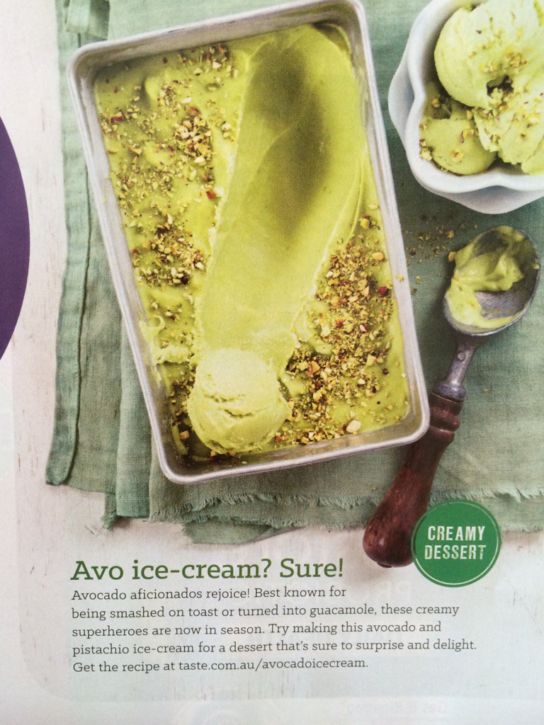 How good does this avocado pistachio ice cream sound- so fresh so green! Thanks <a href="/Coles/">Coles Supermarkets</a> Sept mag