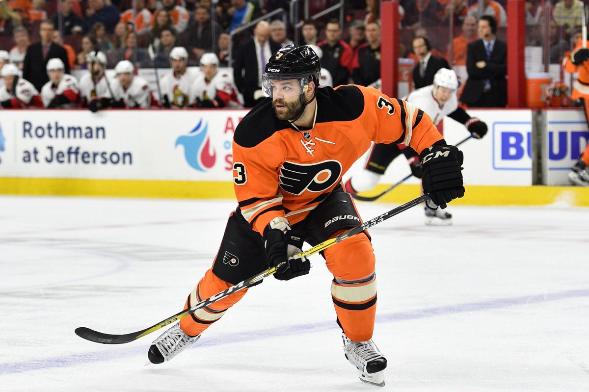 SportsCentre's tweet image. UPDATE: Flyers&apos; Radko Gudas having phone hearing with @NHLPlayerSafety for hit on Bruins&apos; Austin Czarnik after waiving in-person meeting