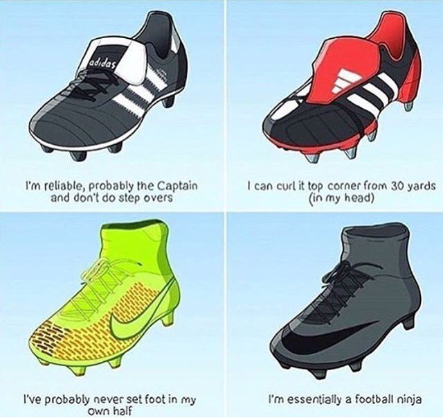 SundayShoutsFC's tweet photo. What your boots say about you. https://t.co/VkySV6u6Yt
