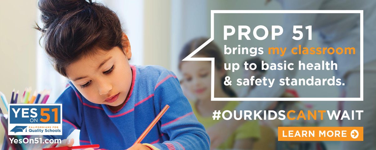 voteforprop51's tweet image. Our students deserve protection from earthquake hazards, asbestos, and lead paint and pipes. #OurKidsCantWait