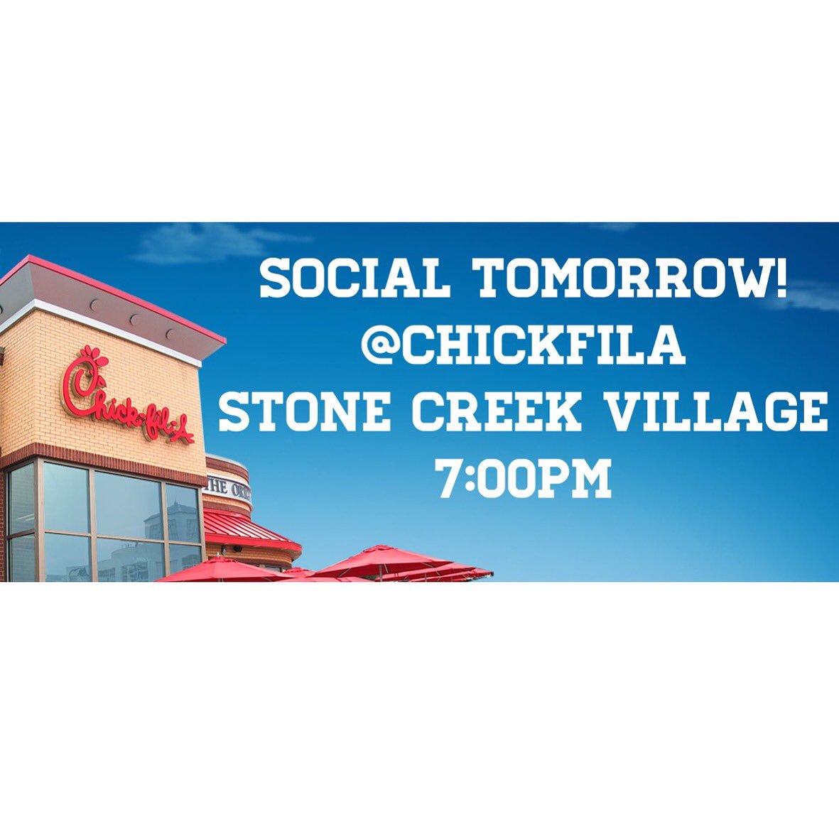 cary_lc's tweet photo. Change of plans everyone!! Meet at Chick-fil-A in Stone Creek Villages tomorrow night at 7!!! https://t.co/bZ86UKSZdH