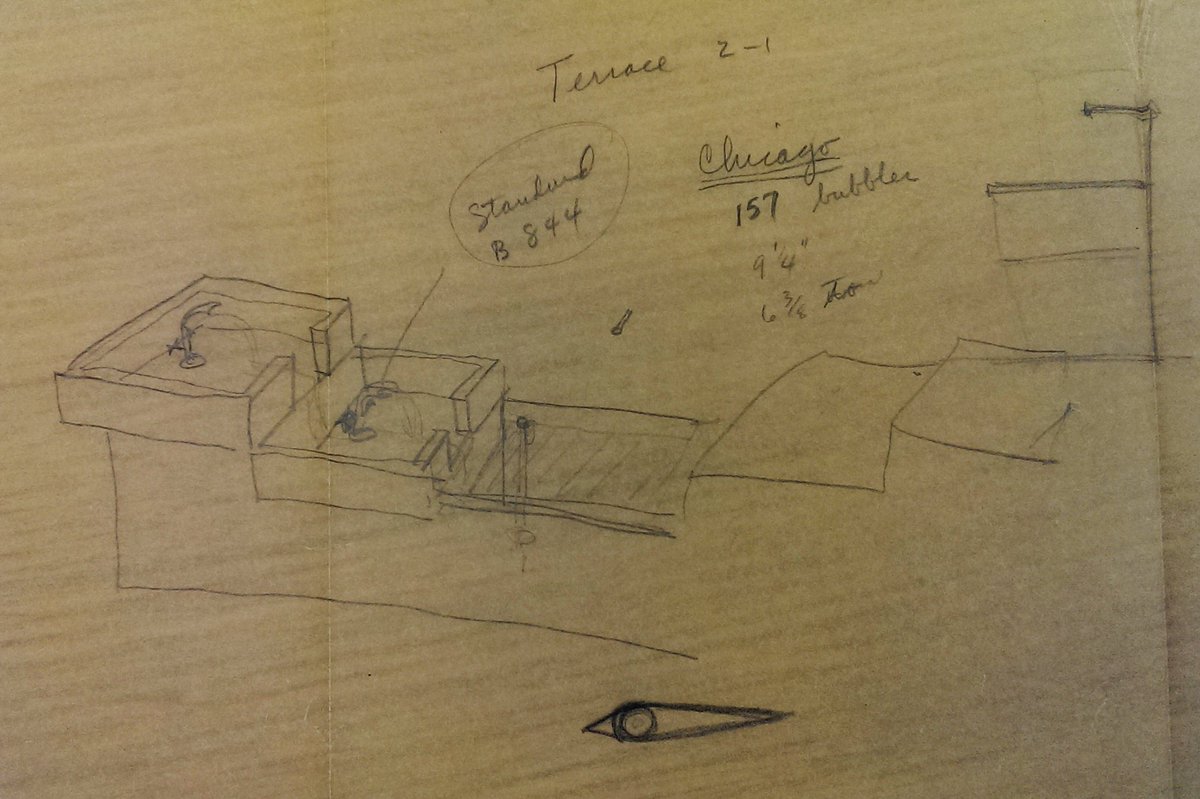 HistoricTerrace's tweet photo. The original design sketch for the beloved copper fountain of the Terrace. #Terrace65 #RememberTheTerrace https://t.co/PylYB1ApaJ