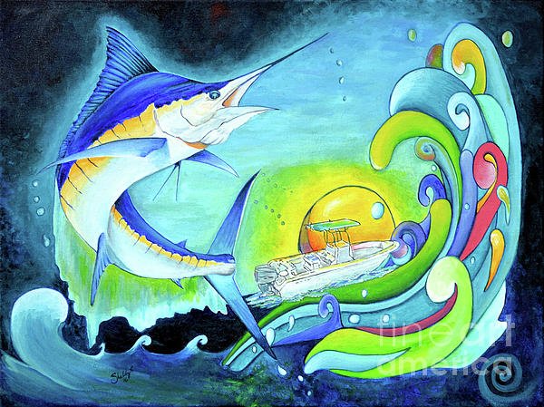 Wildart4U's tweet image. New artwork for sale! - "Marlin Night Escape" - fineartamerica.com/featured/marli… @fineartamerica