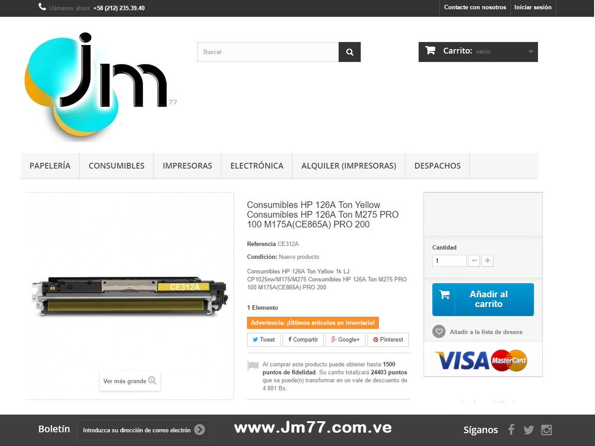 JM77soluciones's tweet photo. Disponible
Consumibles HP 126A Ton Yellow 1k LJ CP1025nw/M175/M275 Consumibles HP 126A Ton M275 PRO 100 M175A(CE865A) PRO 200
#Jm77 https://t.co/EQtMO5OCFe
