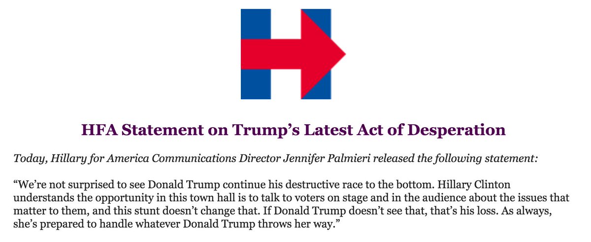 creynoldsnc's tweet image. Statement from @jmpalmieri on Trump's latest act of desperation