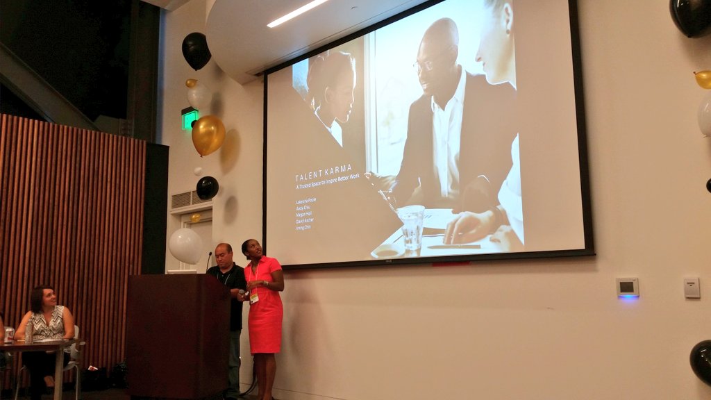 #HackingBias pitches start with Lakeisha, founder of Talent Karma! :: online community to combat toxic work environments