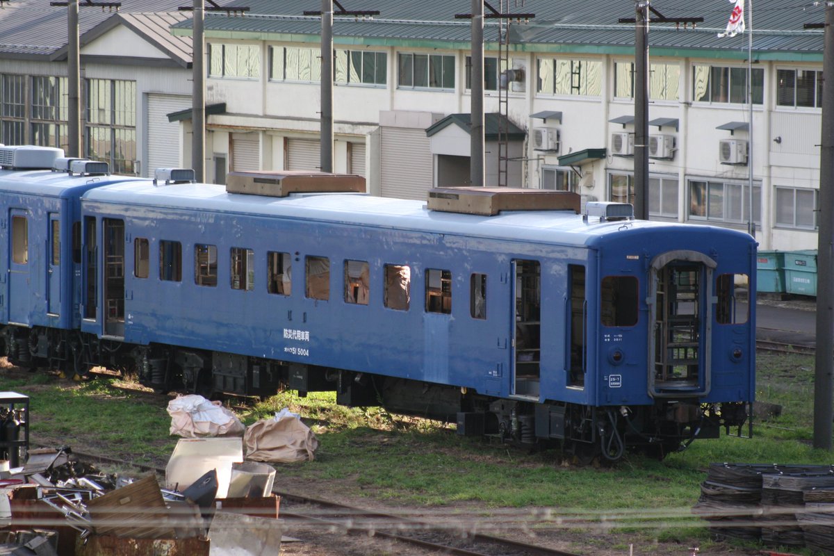 オハフ51-5004 五稜郭車両所 長らく防災代用車両としてその任期を全