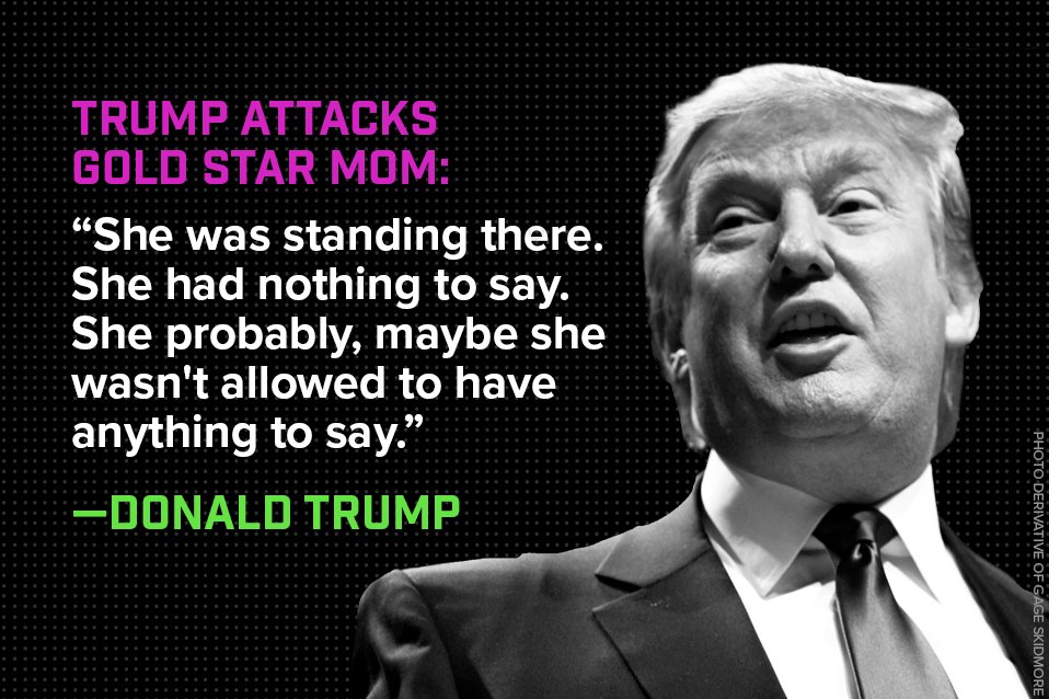 emilyslist's tweet photo. Donald Trump attacked Captain Khan's mother. https://t.co/x1mQnu7SOT #WomenCanStopTrump #debate https://t.co/Je4sxaBBh1