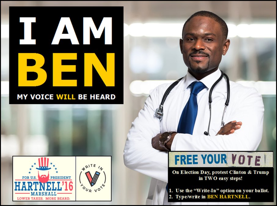 PresidentBeard's tweet photo. I am Ben. #electthebeard #WriteInHartnell #2016Election #IAmBen #IAmHartnell #Hartnell4President #ElectBenHartnell https://t.co/xPiGDCUXl0