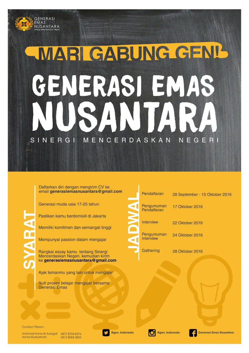 KampusUpdate's tweet photo. Kamu mau berbagi ilmu sekaligus dapatkan pengalaman dan teman baru? Yuk gabung bersama @gen_indonesia #SatuGEN https://t.co/ypwKuHZ5S1
