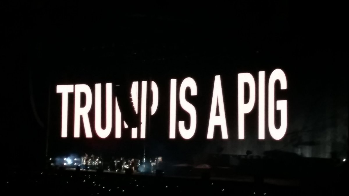 SternerJeanette's tweet photo. Not at the #debates but the strongest #NeverTrump imagery is at @rogerwaters #DesertTrip concert! #Debates2016 #DesertTripIndio #debate2016 https://t.co/ua9ZrfNJ6W