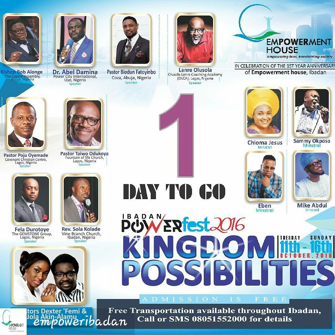 ara_events's tweet photo. It's a festival of power,it will release every area of ur life 2 Kingdom Possibilities,it's #ibadan  #PowerFest2016. https://t.co/ewXkDVsZ0W