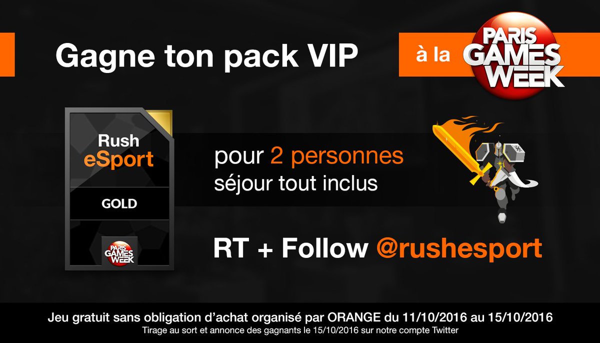 Kayane's tweet photo. CONCOURS : RT &amp; Follow @rushesport et @Kayane pour tenter de gagner un pack VIP #OrangePGW ! 
Plus d'infos - https://t.co/CjbSbIzBrS https://t.co/rVLGZNByb3